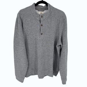 Marine Layer Men's‎ XL Clayton Textured Grey Long Sleeve Henley Pullover Organic